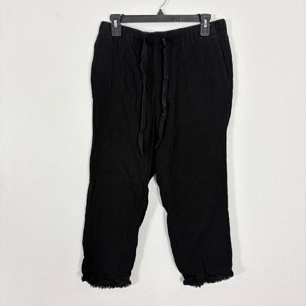 Eileen Fisher Pants Black 100% Organic Cotton Capri Pull On Women’s Size XS